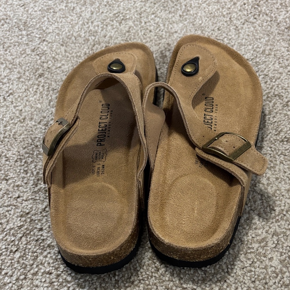 Project cloud Tan Suede Buckle Sandals size 7.5 - Picture 3 of 9